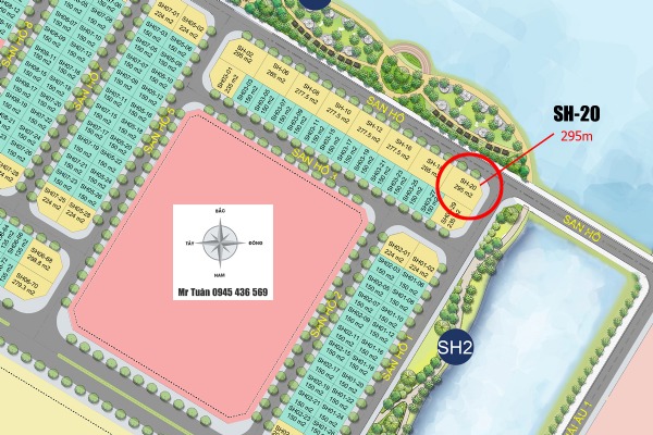 BIỆT THỰ SAN HÔ SH-20 (MẶT HỒ, GÓC 295m)