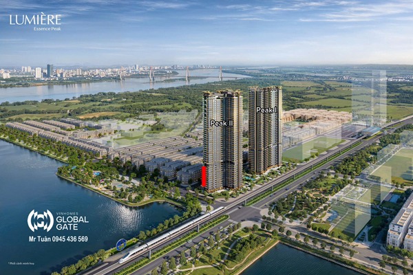 Căn góc 5A tòa Y3 (112 m2 / 2 ngủ, view hồ, thang máy riêng) LUMIÈRE Essence Peak II