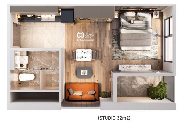 STUDIO 15 TÒA Y4 - ATLANTIC (32m2) The Continental Imperia Signature Cổ Loa