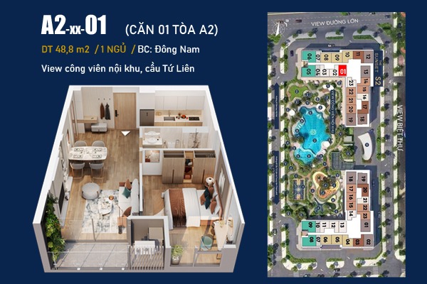 A2-xx-01 | LAYOUT CĂN 01 TÒA A2 Masteri Grand Avenue Cổ Loa