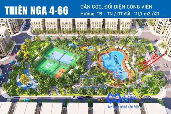 LIỀN KỀ GÓC, ĐỐI DIỆN CÔNG VIÊN Rose Park | THIÊN NGA 4-66