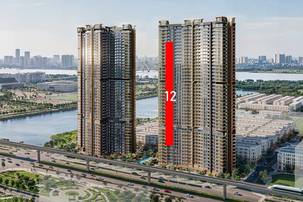TRỤC CĂN 12 TÒA PEAK II (1 NGỦ 45,3 m2, MẶT SẢNH)