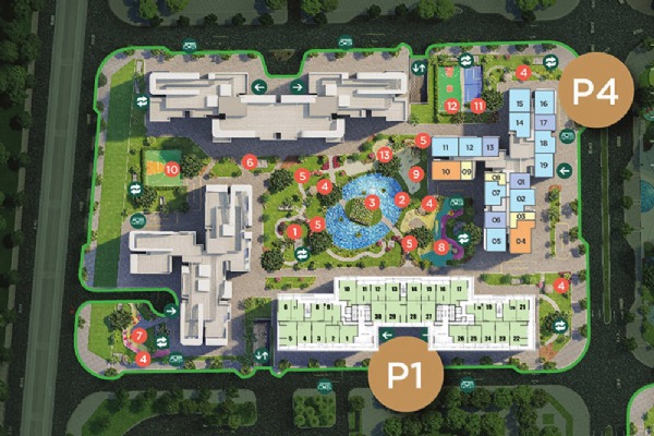 SHOP CHÂN ĐẾ P1-S03 (MẶT ĐƯỜNG / MẶT SẢNH) TÒA P1 PAVILION