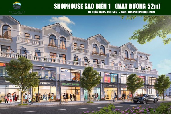 SHOPHOUSE SAO BIỂN 1-236 (70m) ĐƯỜNG 52m (NỐI CAO TỐC 5B - GA PHÚ THỤY)