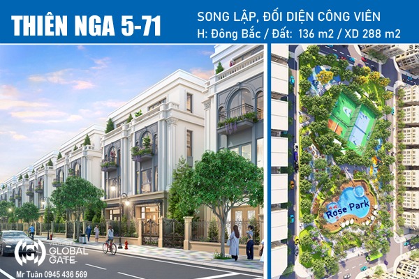 THIÊN NGA 5-71 | SONG LẬP ĐỐI DIỆN CÔNG VIÊN ROSE PARK, VIN CỔ LOA