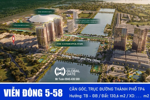 VĐ5-58 CĂN GÓC, TRỤC ĐƯỜNG THÀNH PHỐ TP4 TỪ KHU CHUNG CƯ ĐẾN VINCOM